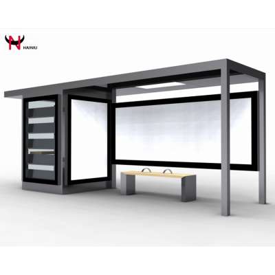 outdoor aluminum solar bus stop advertisement light box with bench for sale